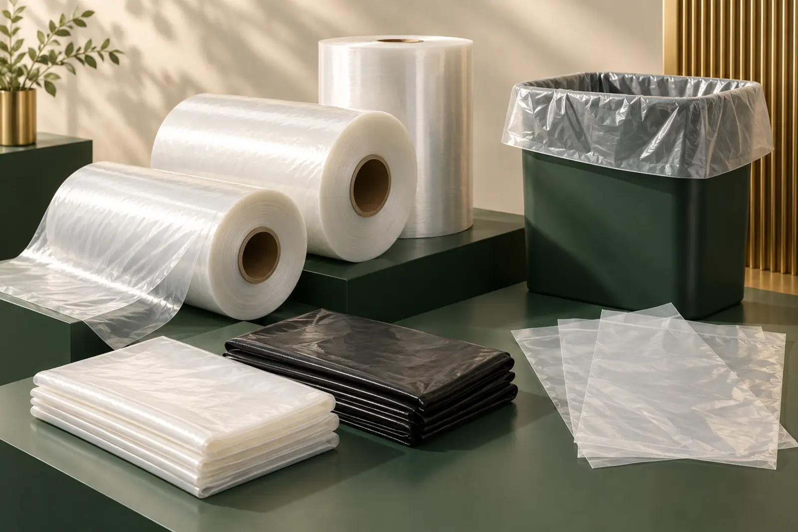Liners and industrial film made from HDPE