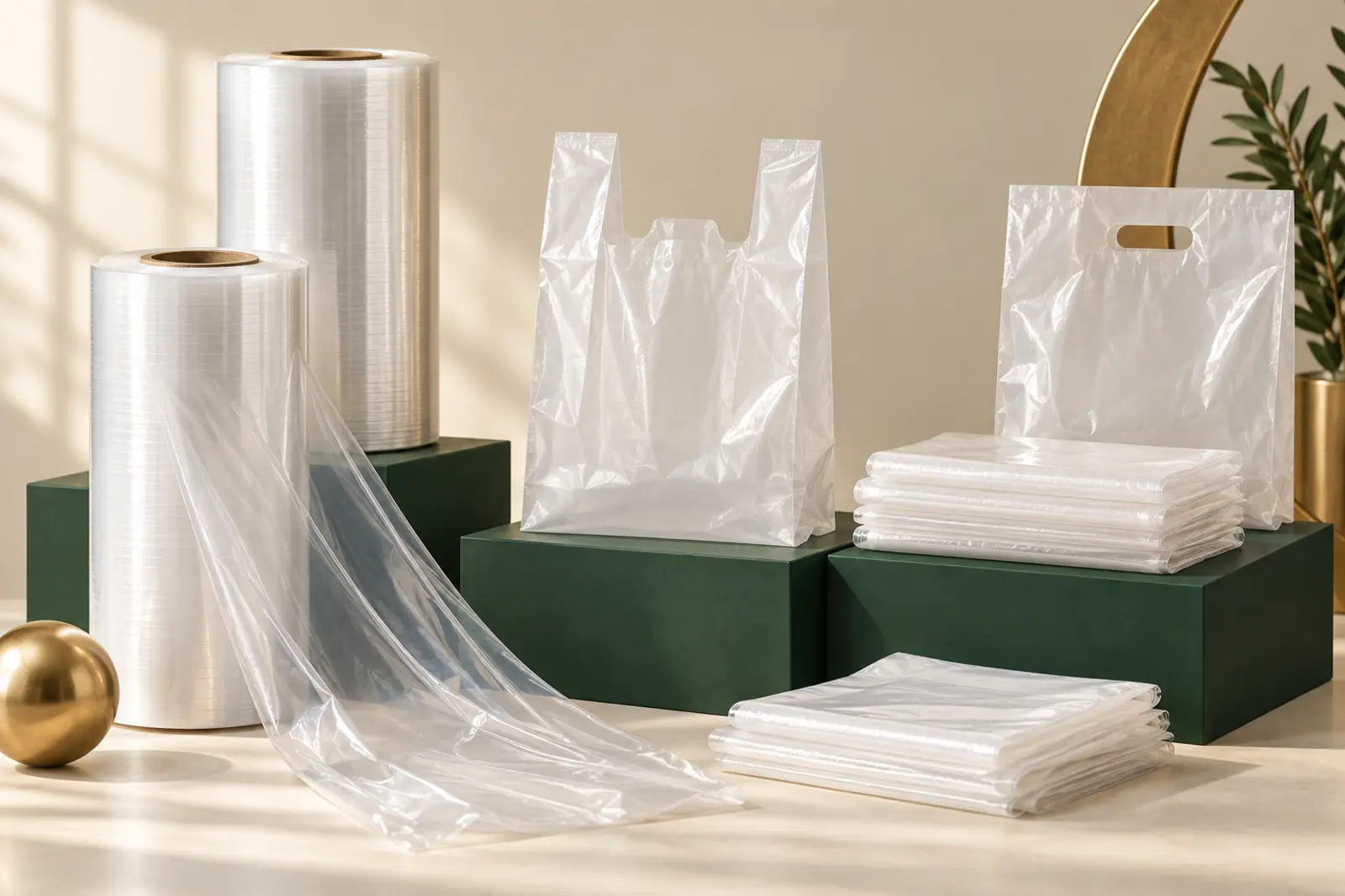 Flexible film and bags made from LDPE / LLDPE